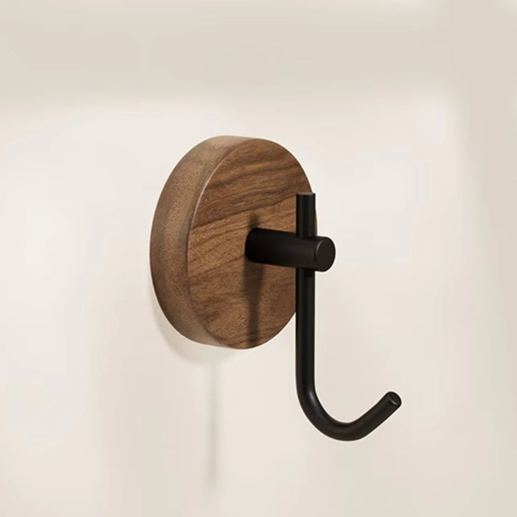Patère ronde adhésive en bois