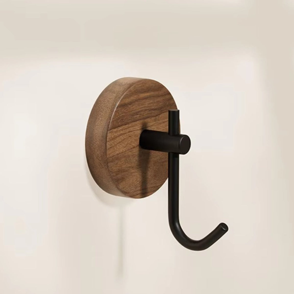 Patère ronde adhésive en bois