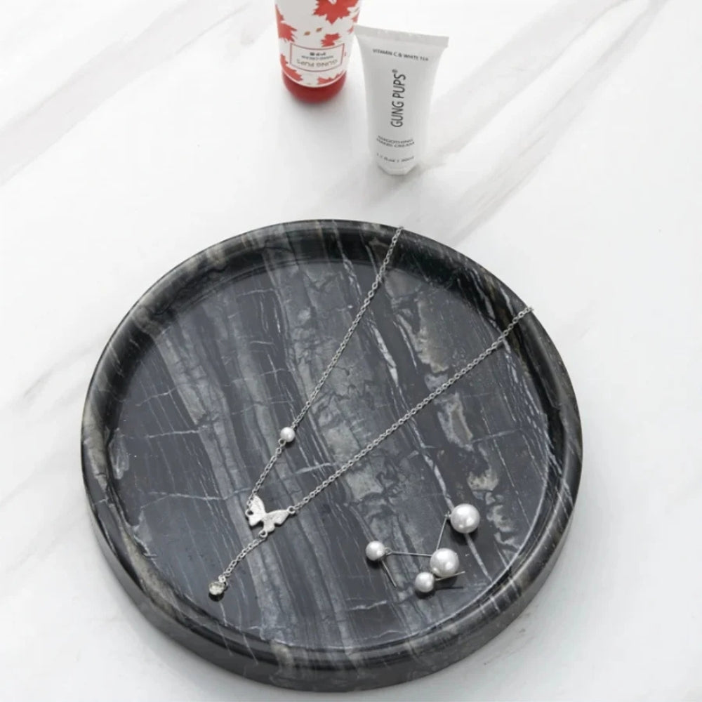Vide-poche à bijoux rond en marbre noir