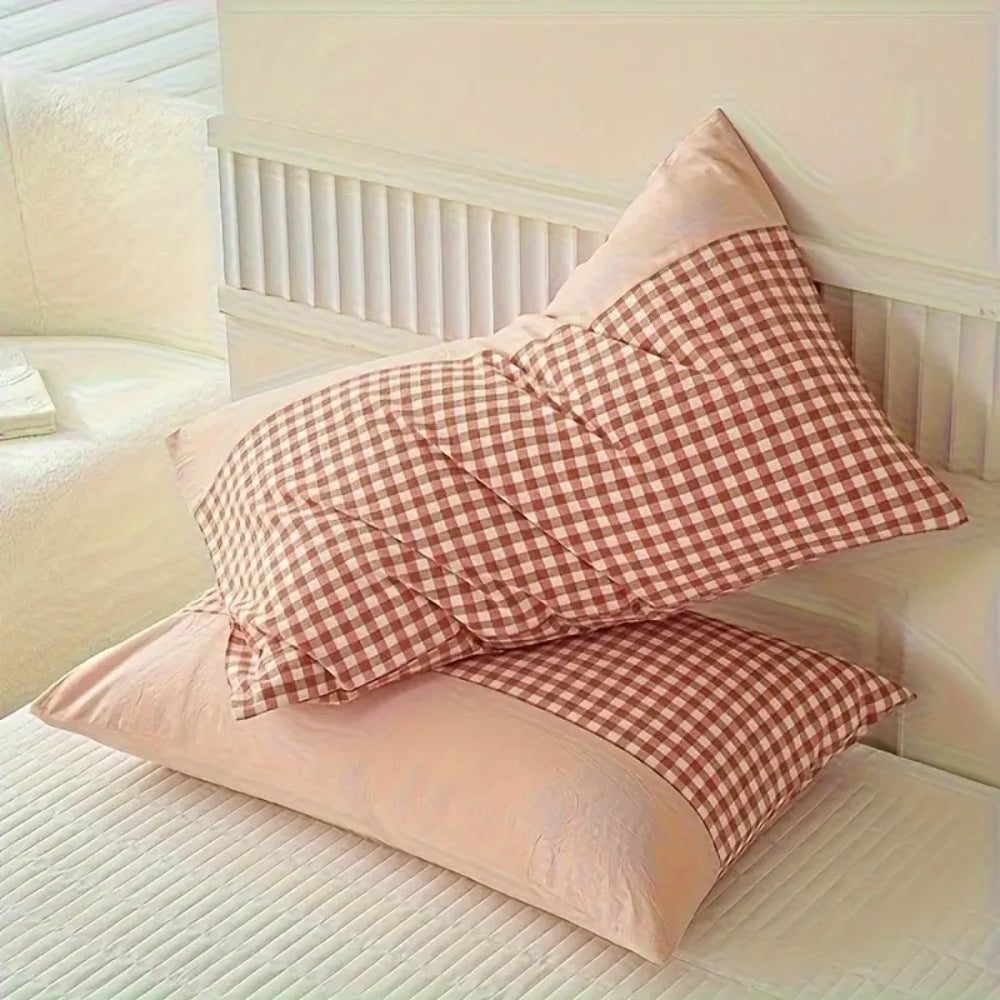 Taie d'oreiller douce vichy classique
