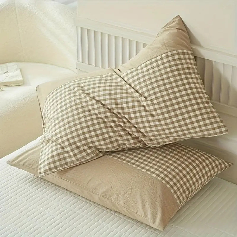 Taie d'oreiller douce vichy classique