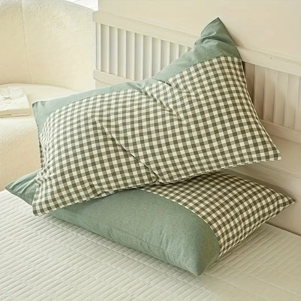 Taie d'oreiller douce vichy classique