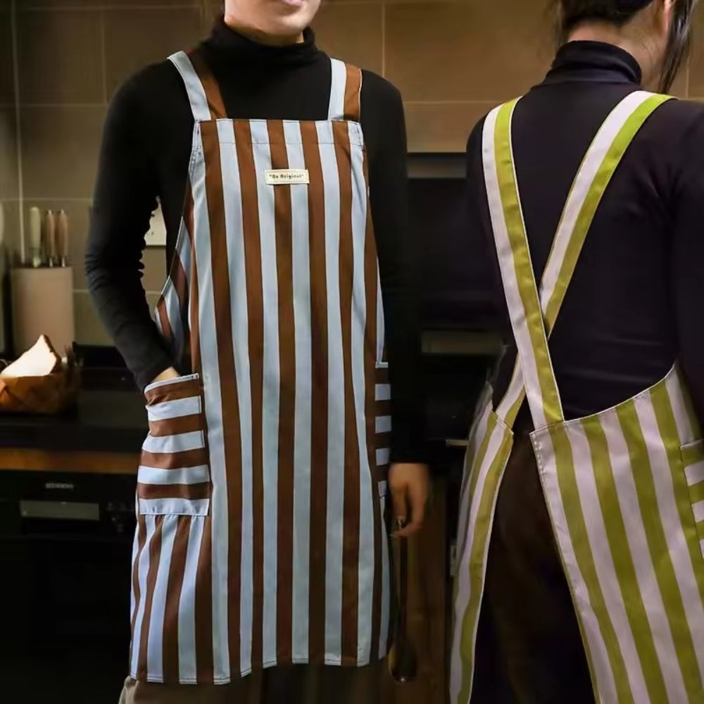 Tablier classique à rayures – Olive Stripe