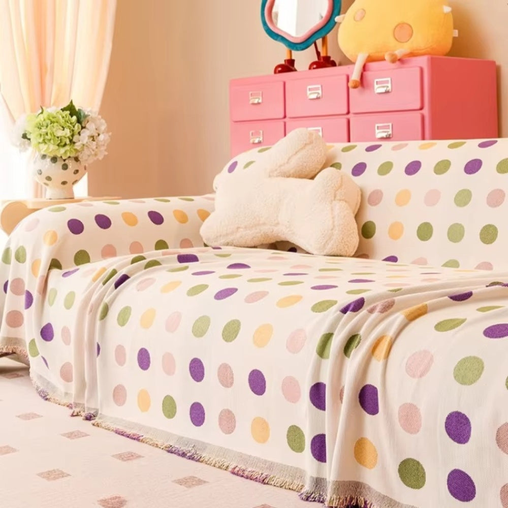 Housse de canapé colorée à pois