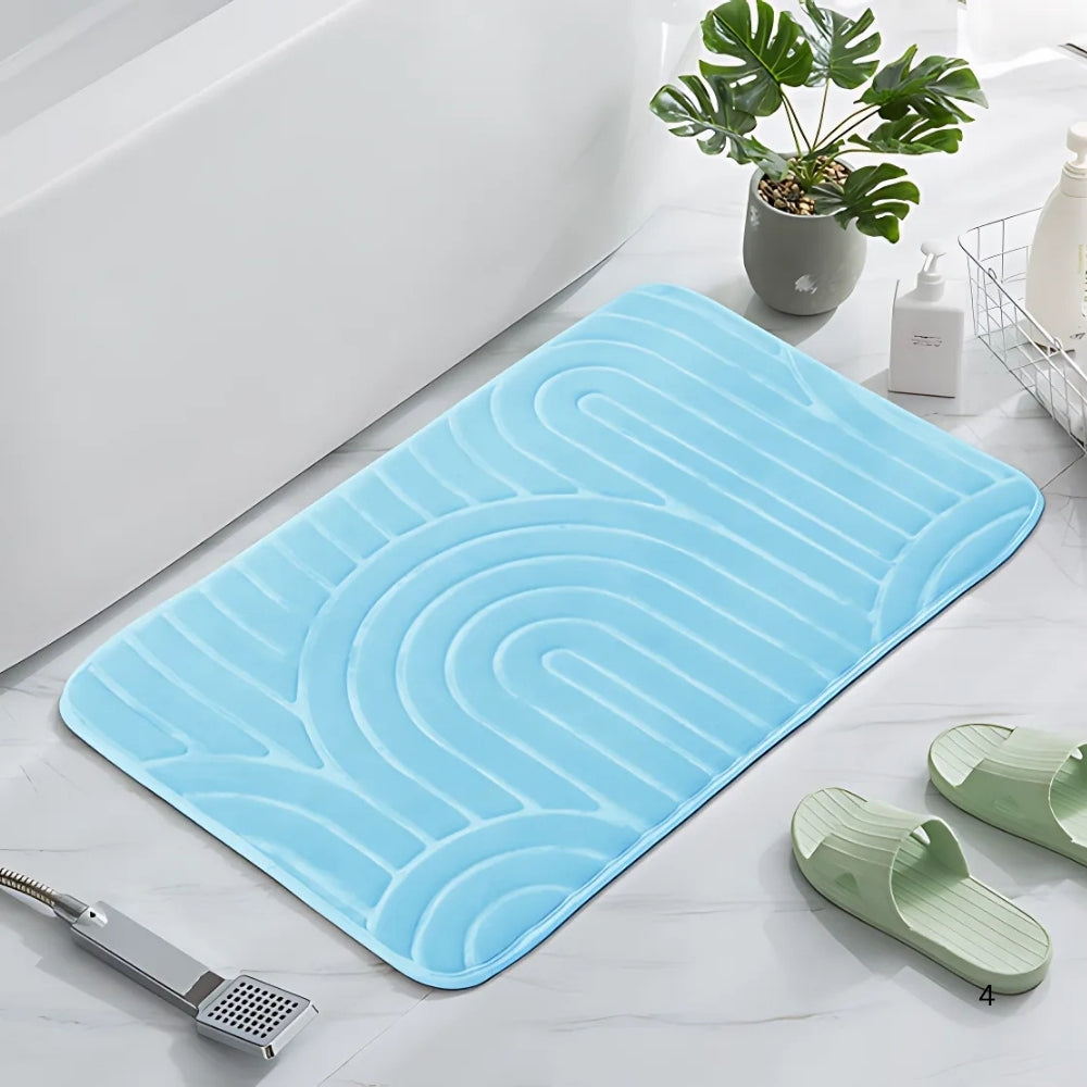 Tapis de bain cachemire arches concentriques – Bleu océan