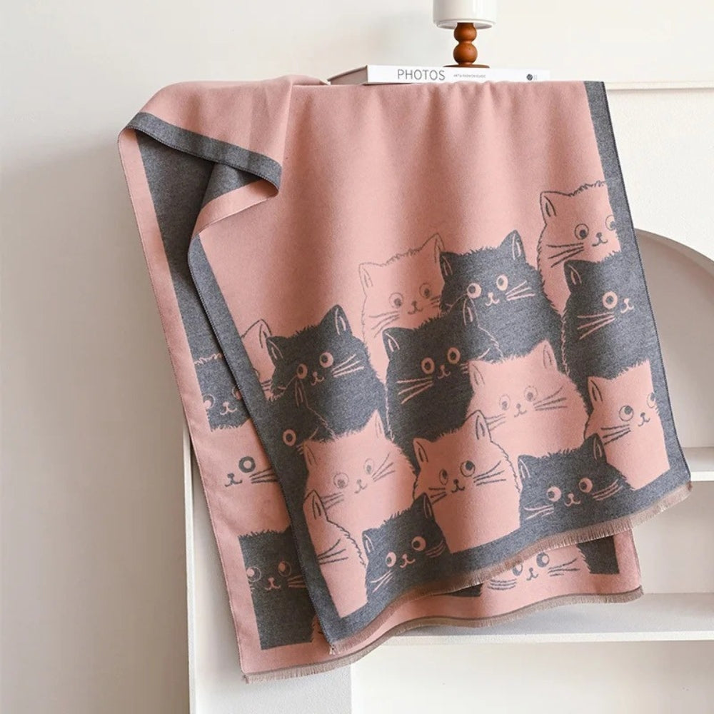 Écharpe d'hiver jacquard motif chats
