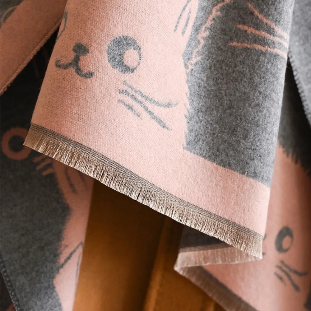 Écharpe d'hiver jacquard motif chats
