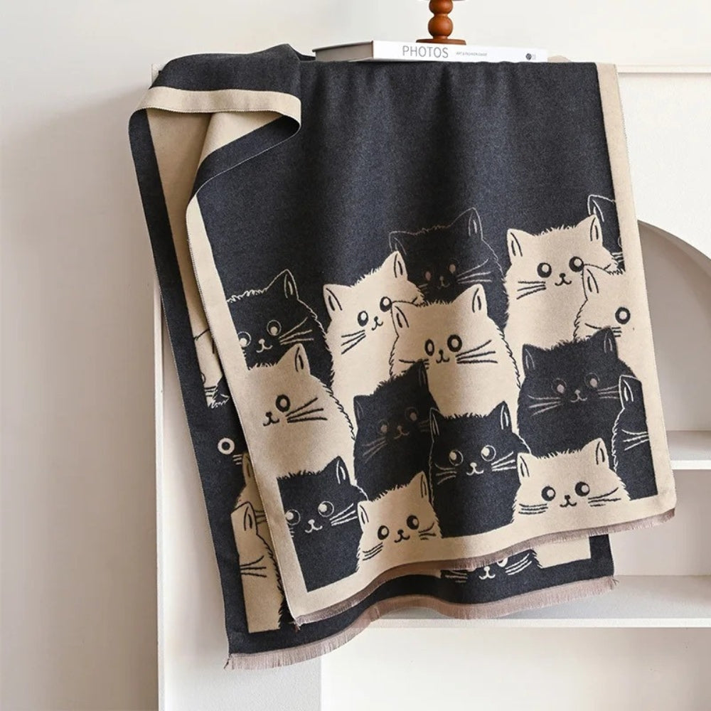 Écharpe d'hiver jacquard motif chats