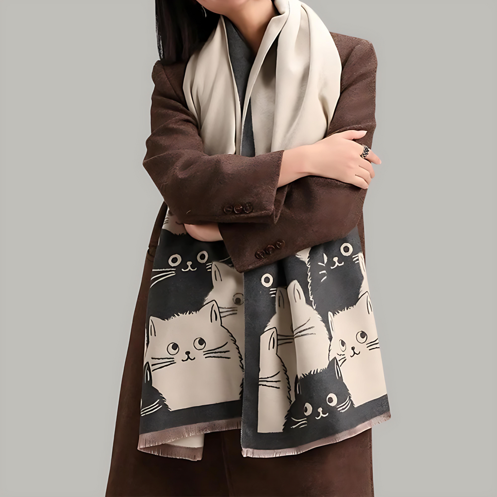 Écharpe d'hiver jacquard motif chats