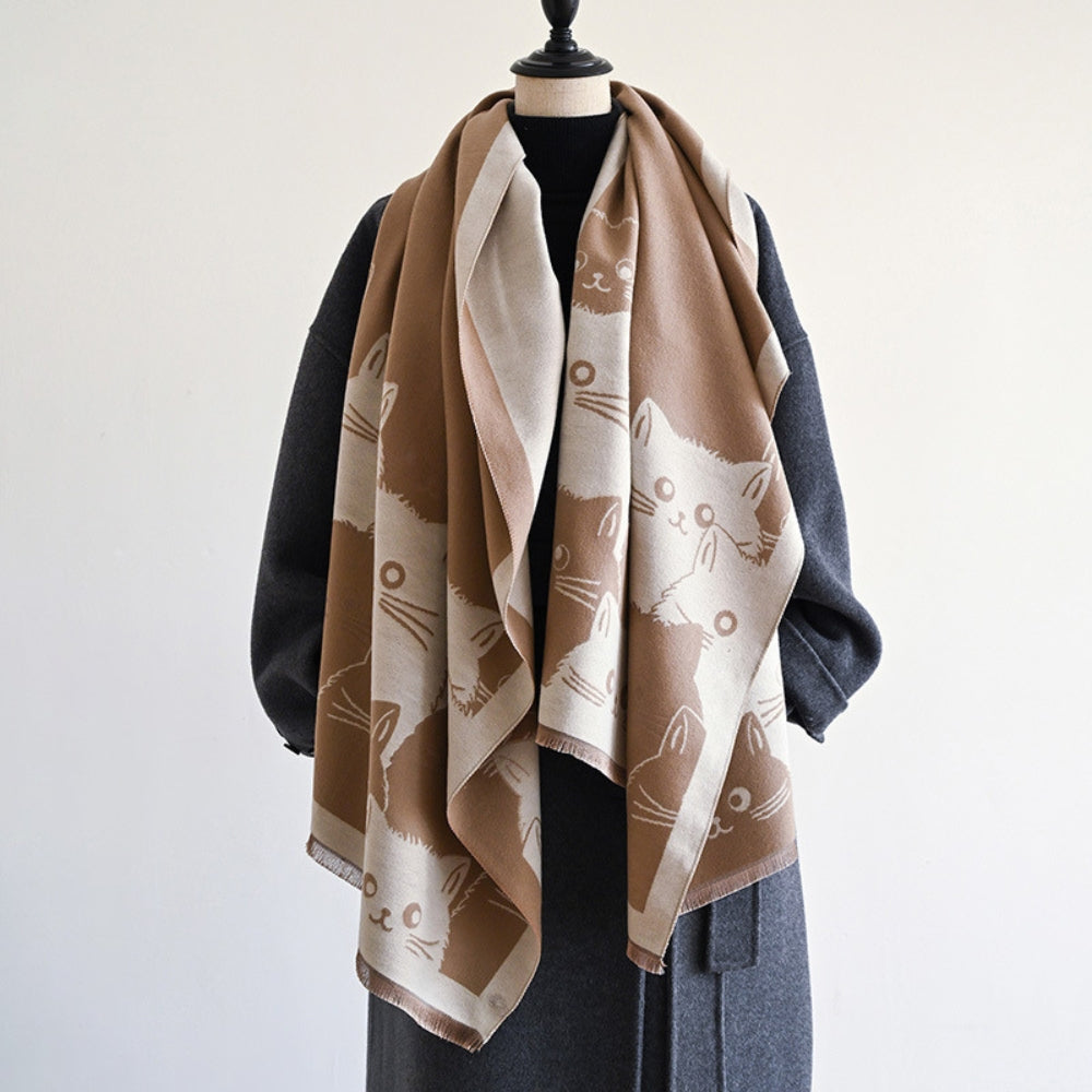 Écharpe d'hiver jacquard motif chats