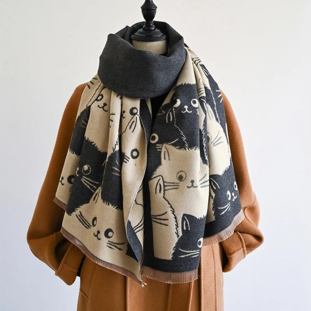 Écharpe d'hiver jacquard motif chats