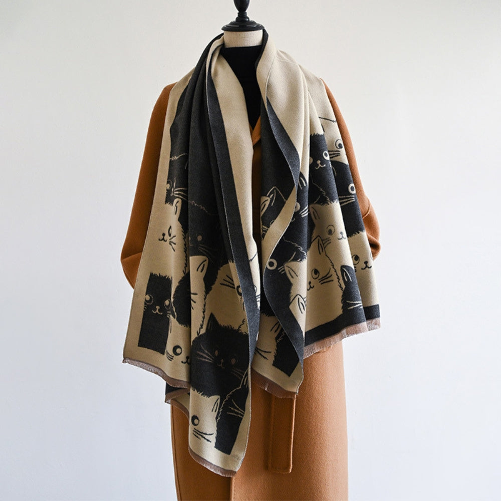 Écharpe d'hiver jacquard motif chats