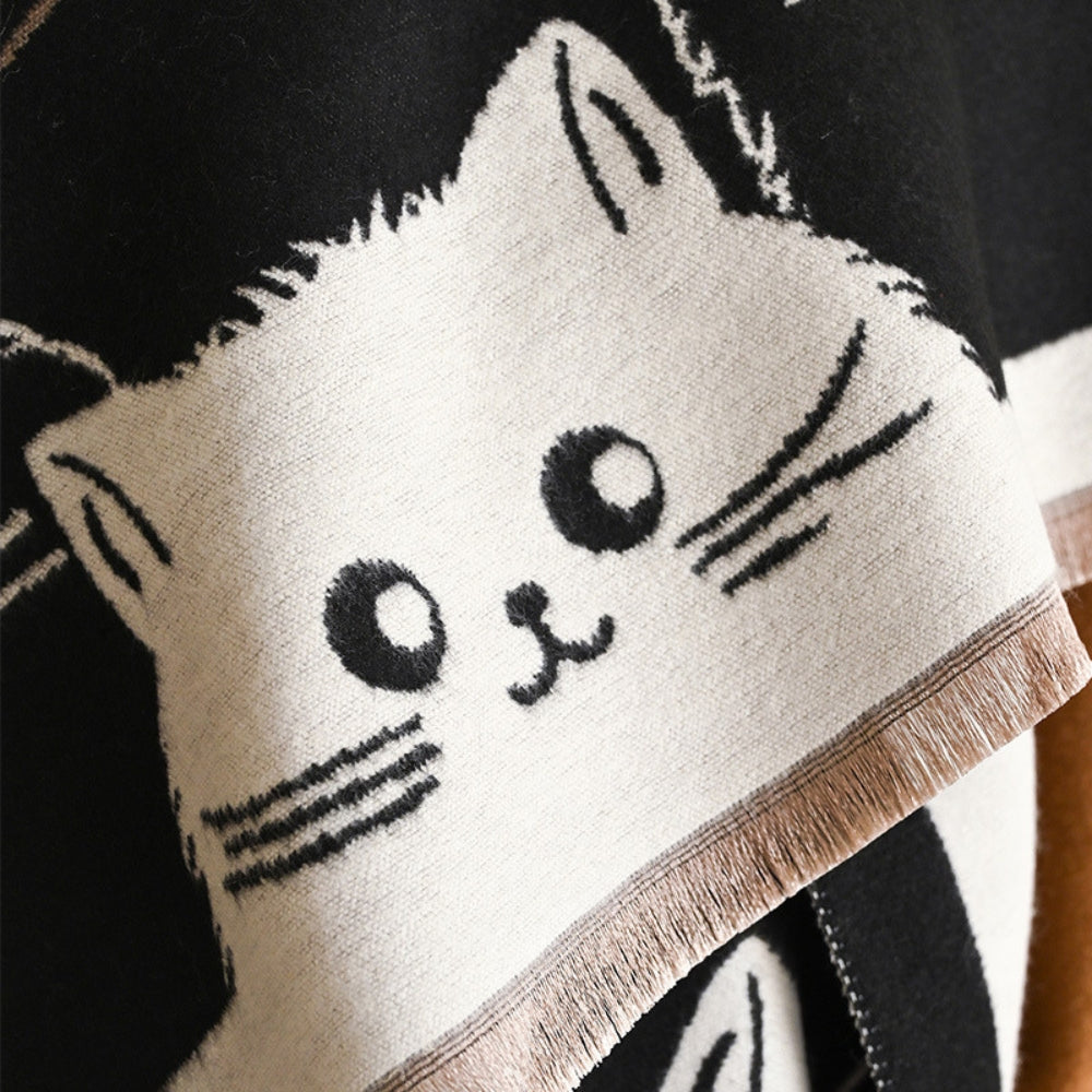 Écharpe d'hiver jacquard motif chats