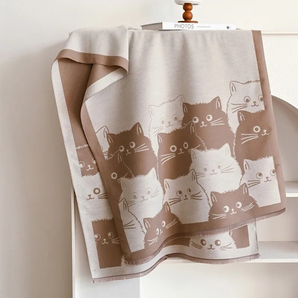 Écharpe d'hiver jacquard motif chats