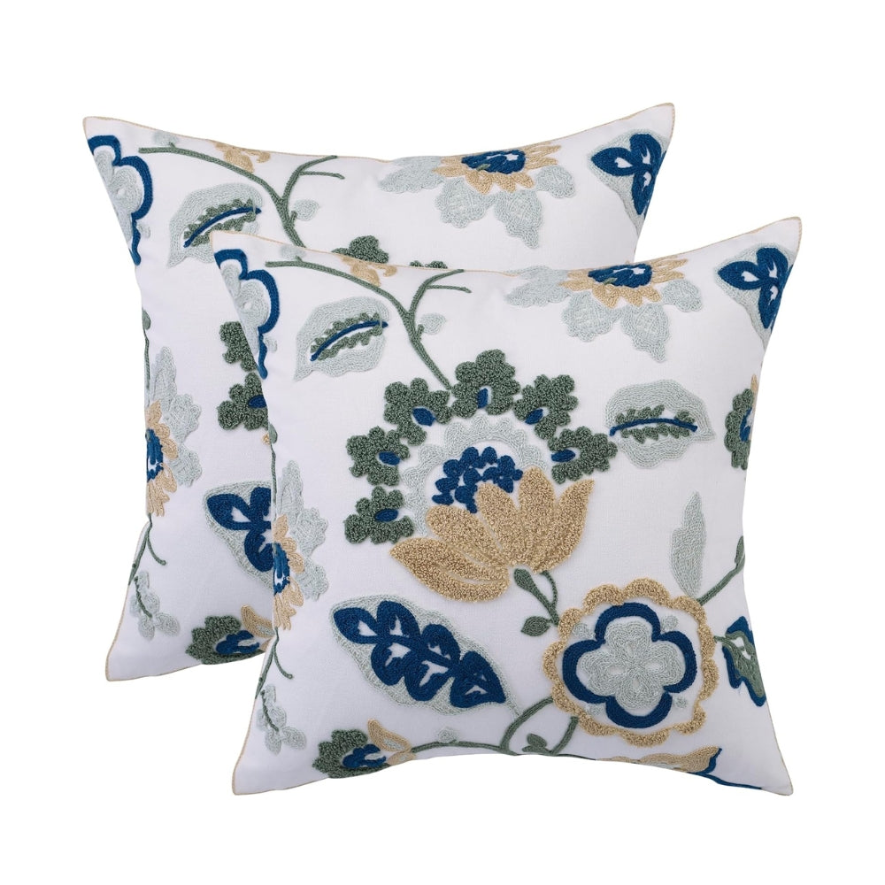 Housse de coussin touffetée fleurie Denza