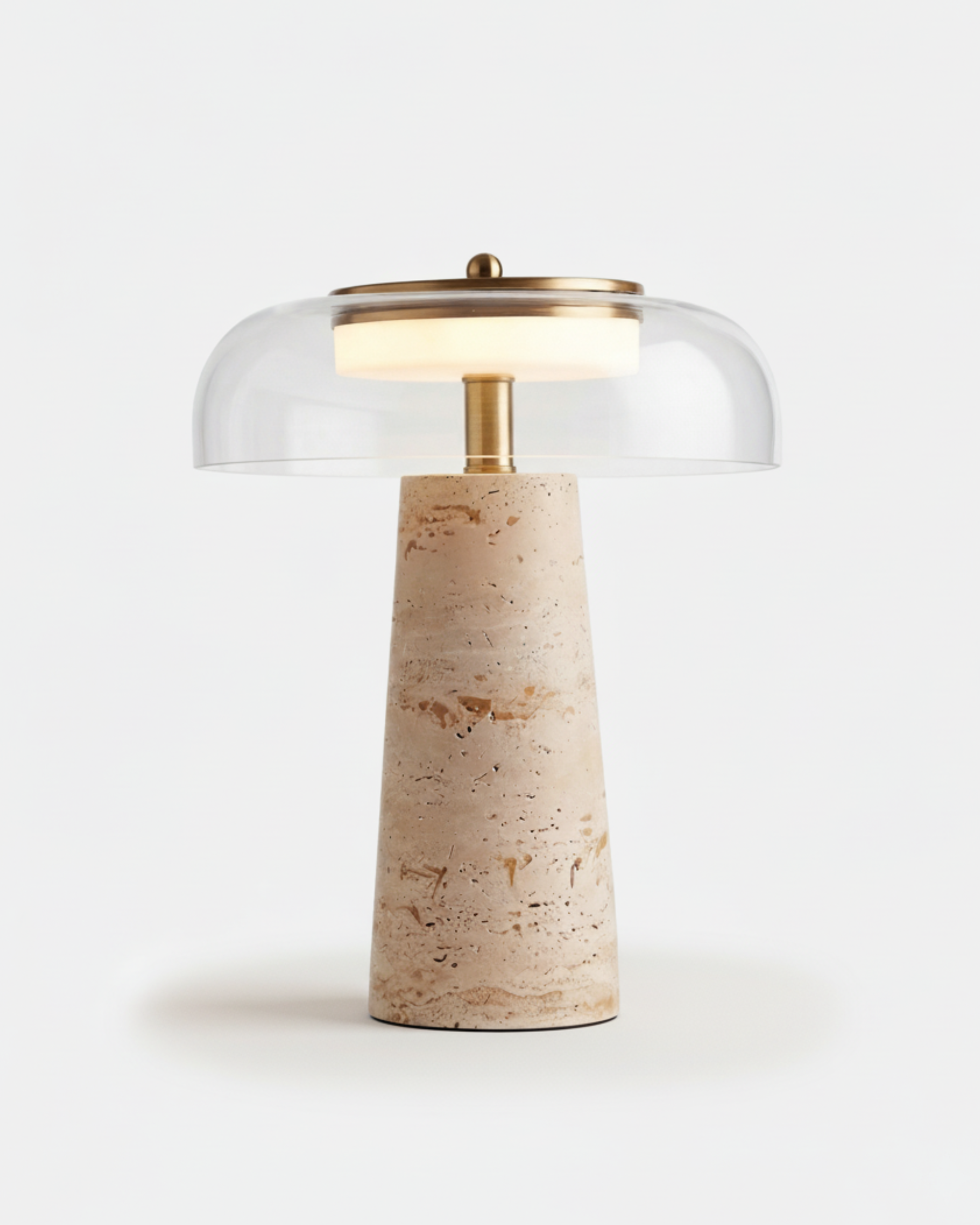 Lampe de Table | ZOA – Travertin & Verre transparent
