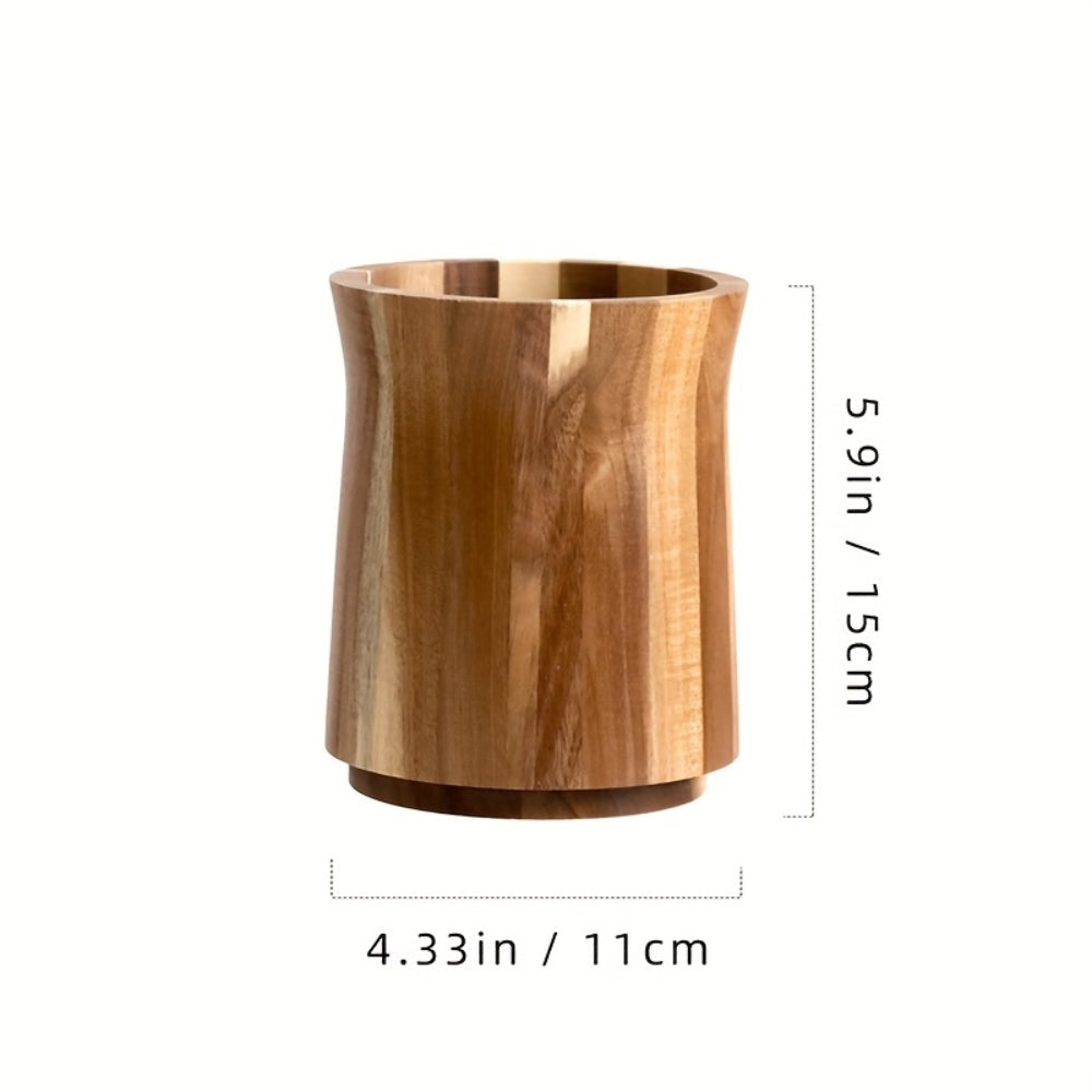 Pot à ustensiles rotatif en acacia