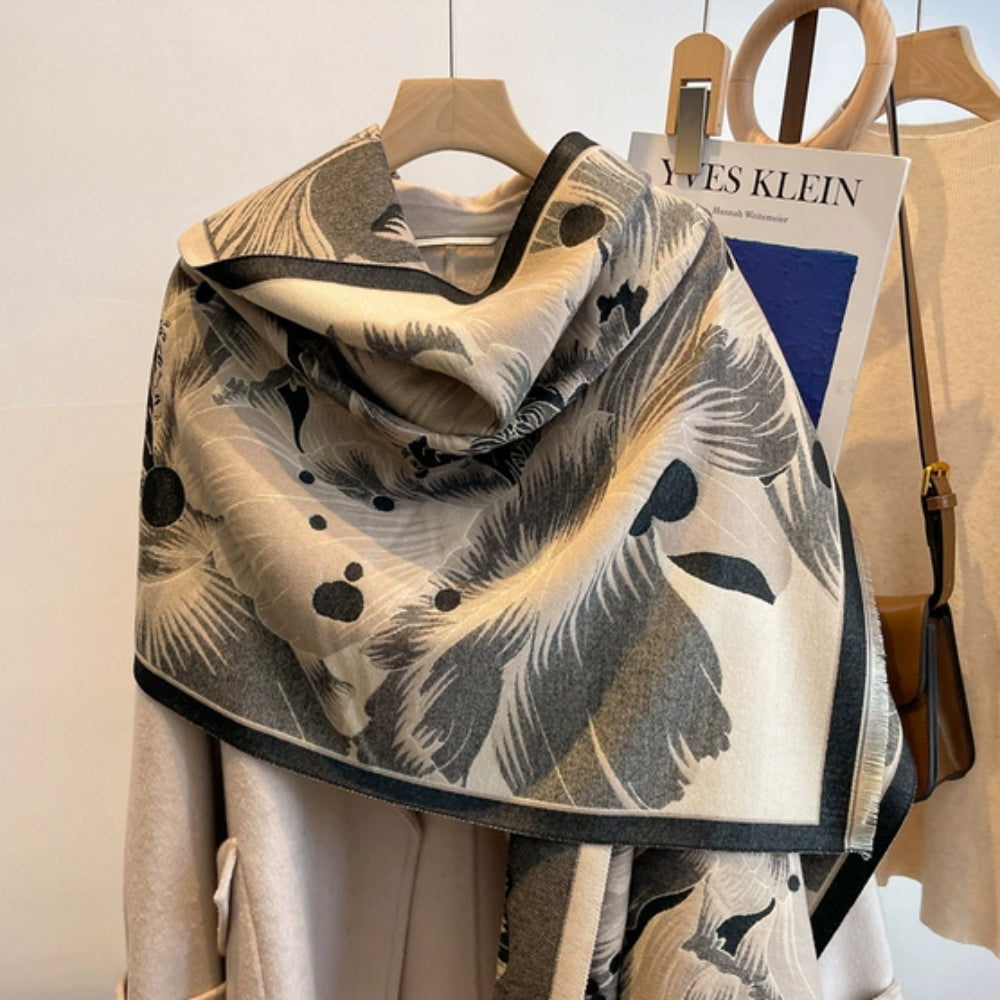 Écharpe tissée jacquard fleurie élégante