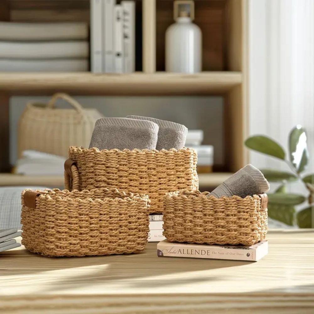 Set de paniers élégants en rotin tressé