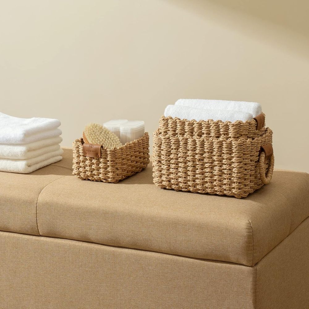 Set de paniers élégants en rotin tressé