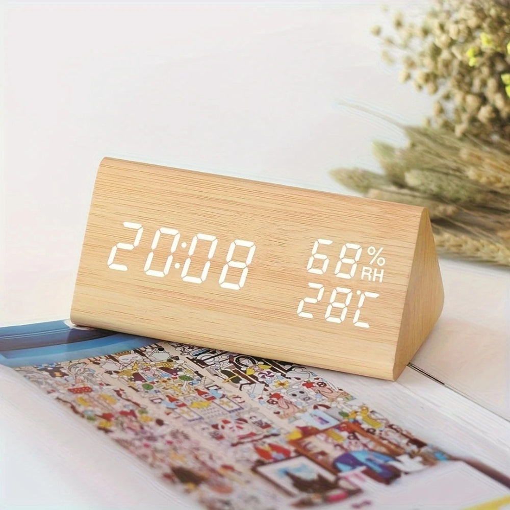 Réveil LED Elora en bois à affichage numérique