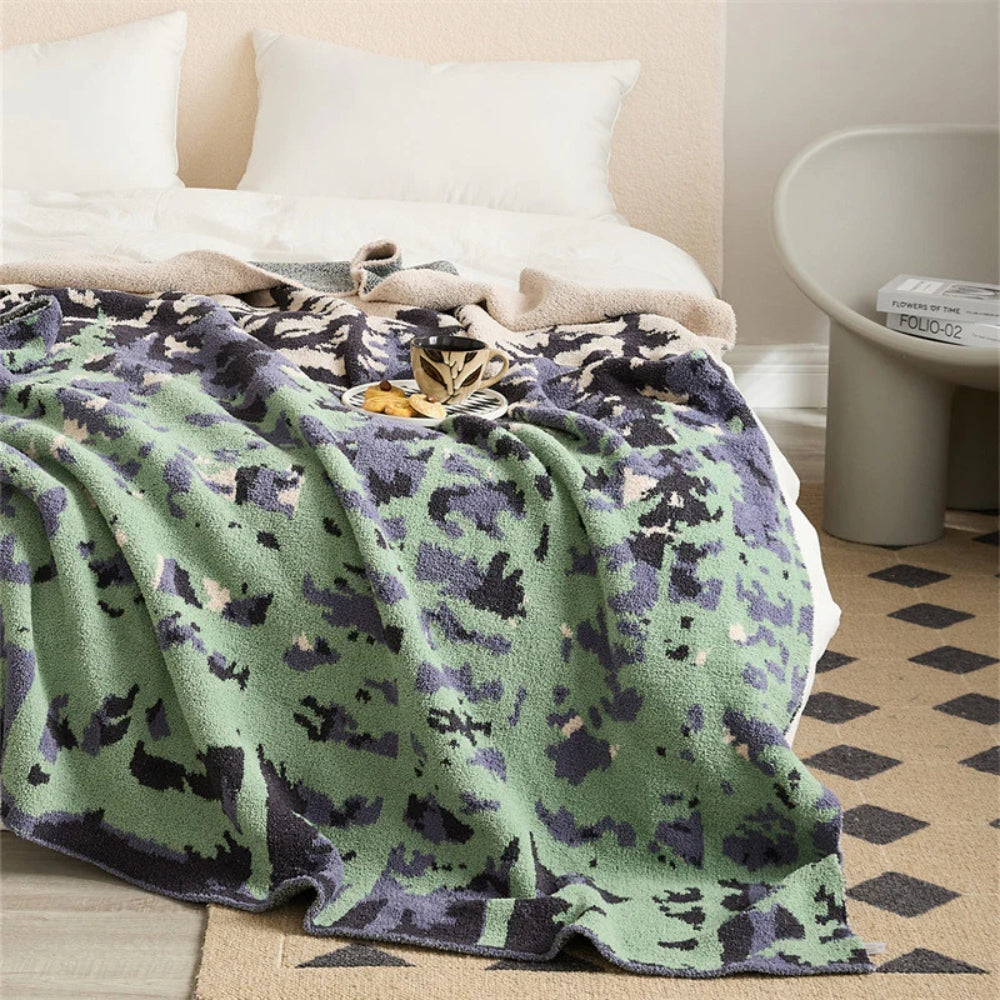 Plaid tricoté doux Emeraude Forest