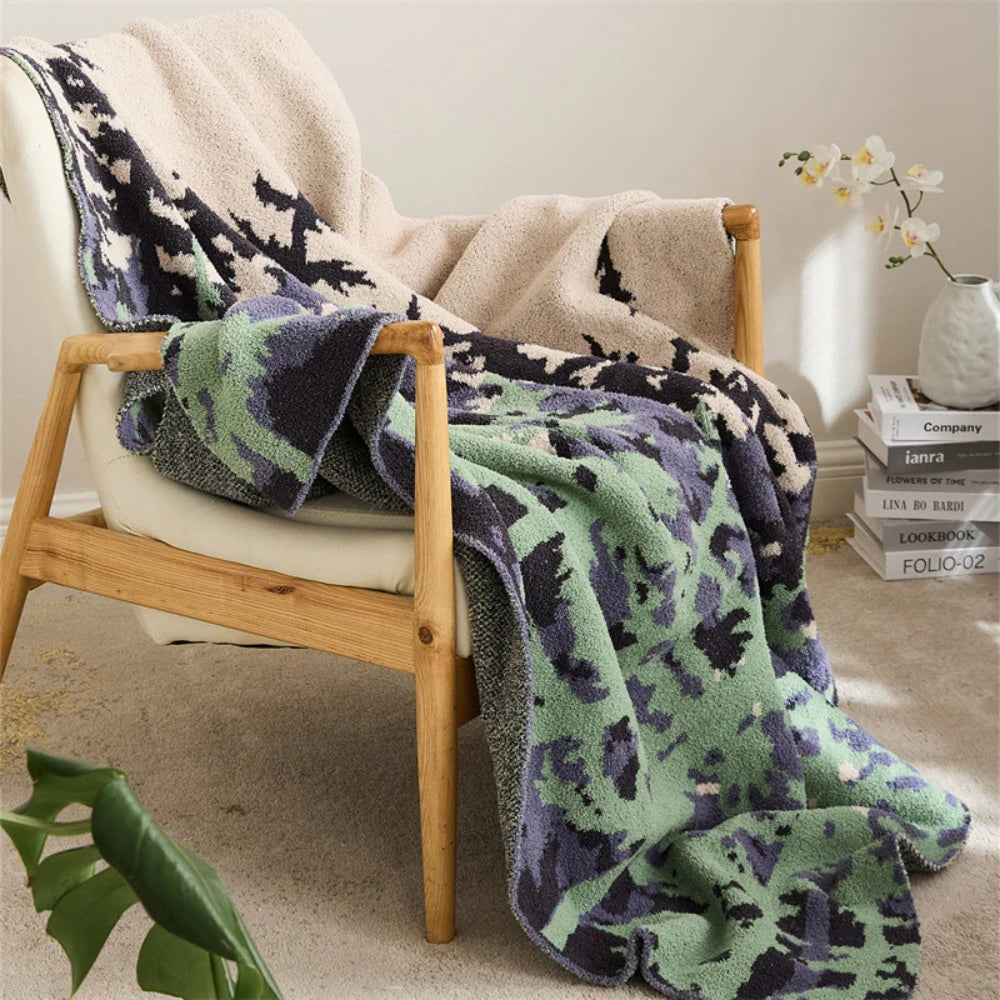 Plaid tricoté doux Emeraude Forest