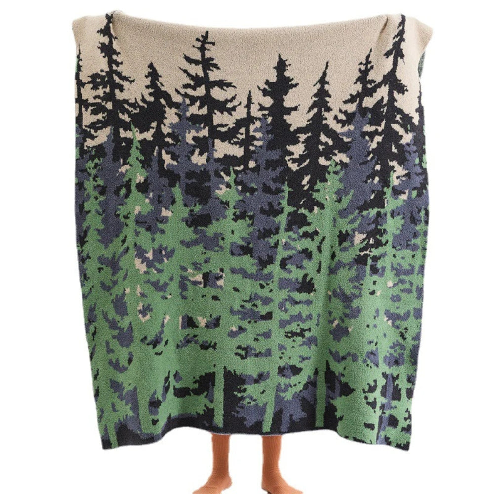Plaid tricoté doux Emeraude Forest