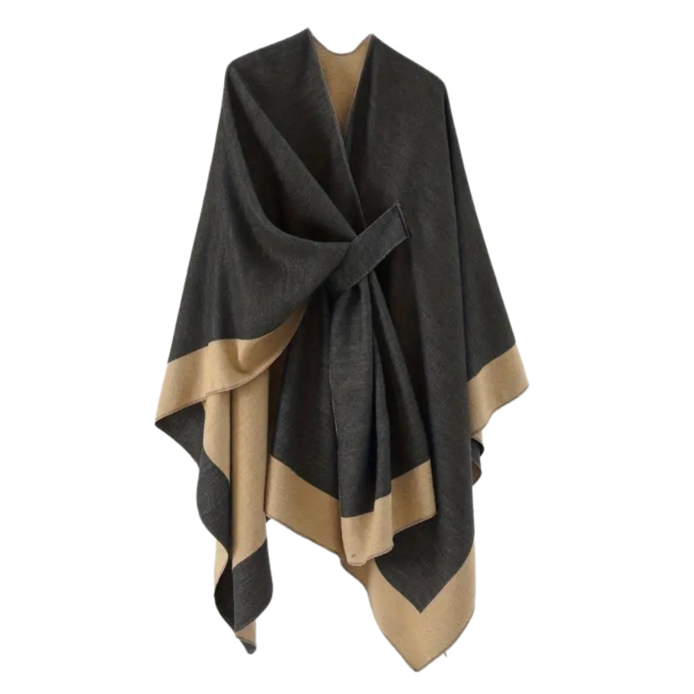Poncho drapé élégant Emiree – Noir