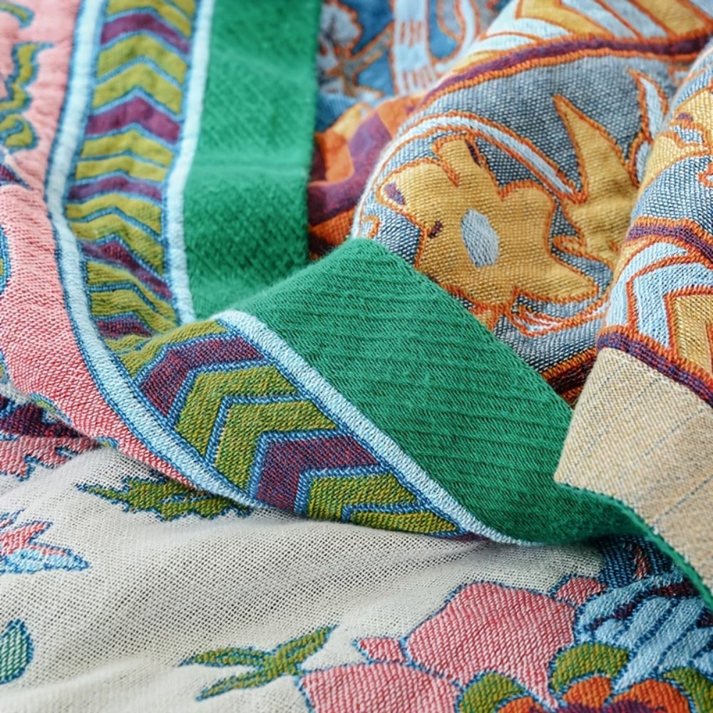 Plaid réversible fleurs européennes | 100 % coton