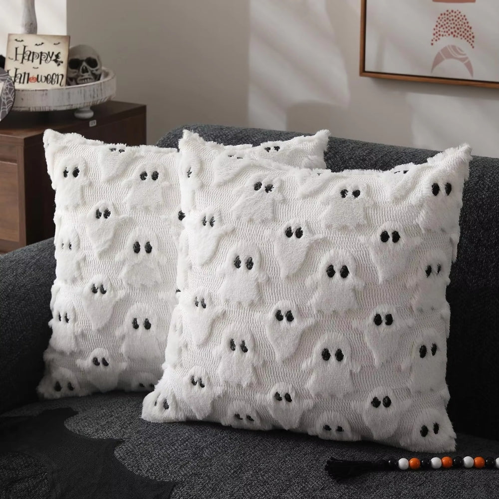 Housse de coussin citrouille d'Halloween en fausse polaire