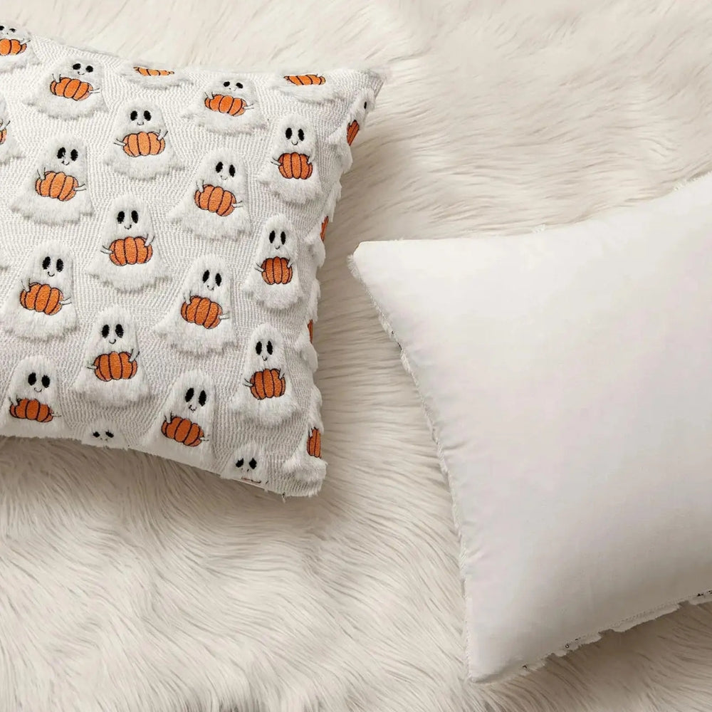Housse de coussin citrouille d'Halloween en fausse polaire