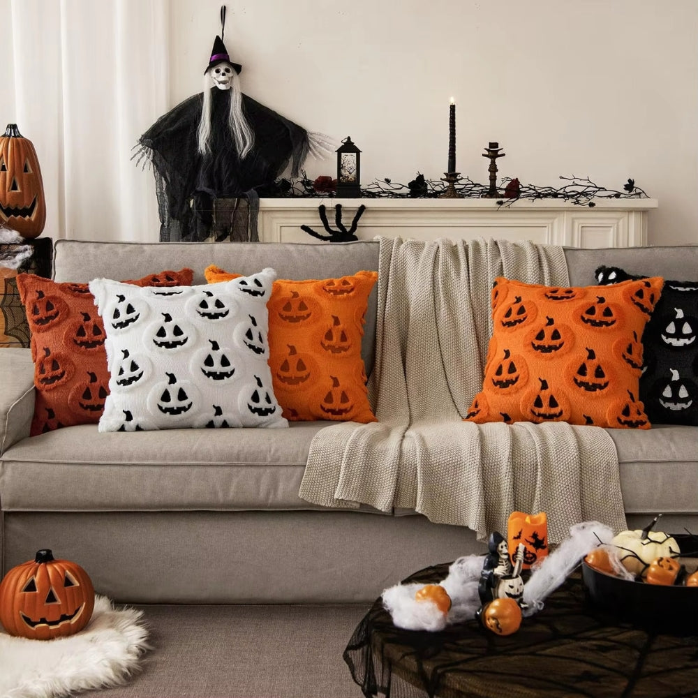 Housse de coussin citrouille d'Halloween en fausse polaire – Ivoire Spirit