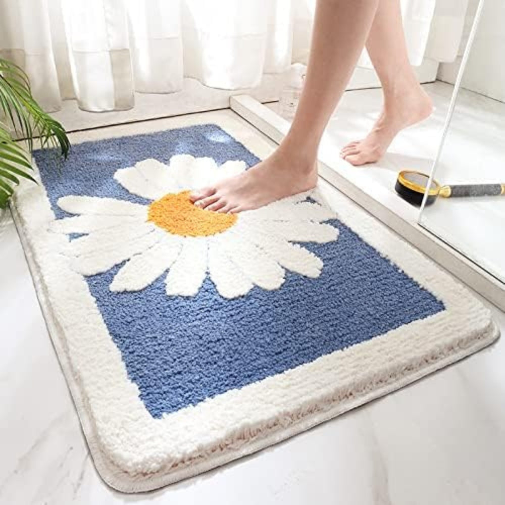 Tapis de bain moelleux fleuri Fleur