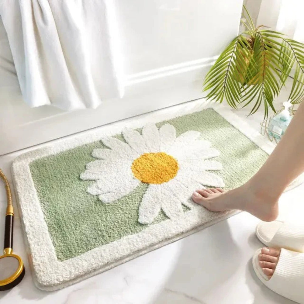 Tapis de bain moelleux fleuri Fleur