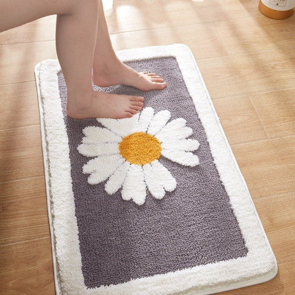 Tapis de bain moelleux fleuri Fleur