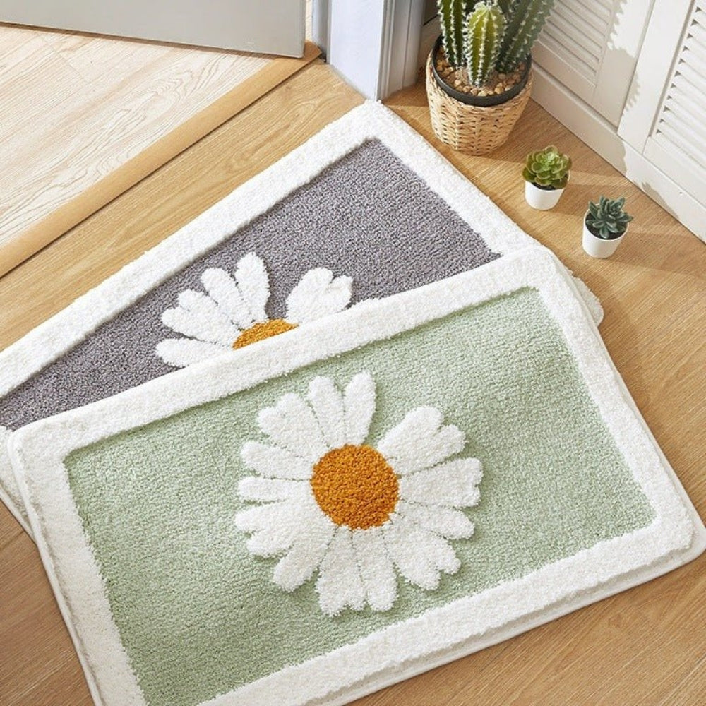 Tapis de bain moelleux fleuri Fleur