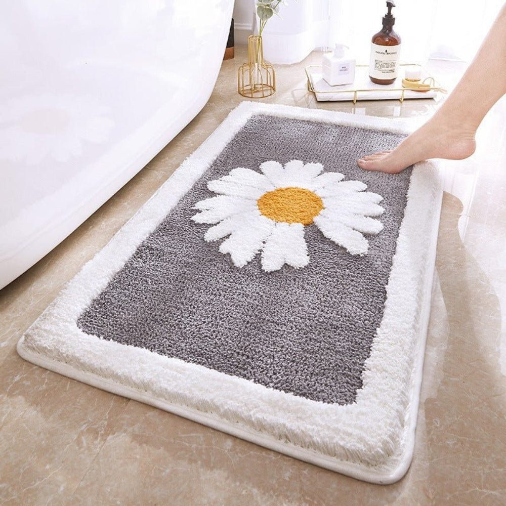 Tapis de bain moelleux fleuri Fleur