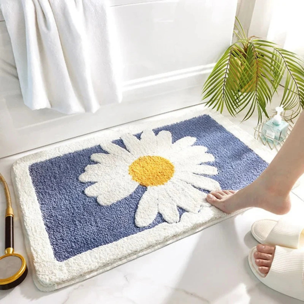 Tapis de bain moelleux fleuri Fleur