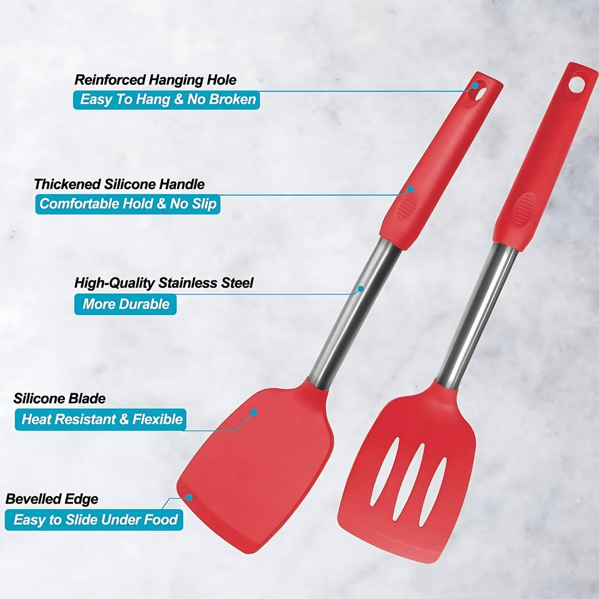 Set d'ustensiles de cuisine en silicone FlexiChef | 3 pièces