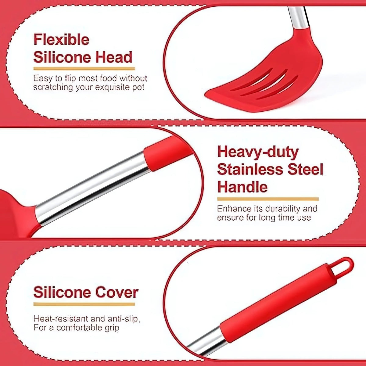 Set d'ustensiles de cuisine en silicone FlexiChef | 3 pièces