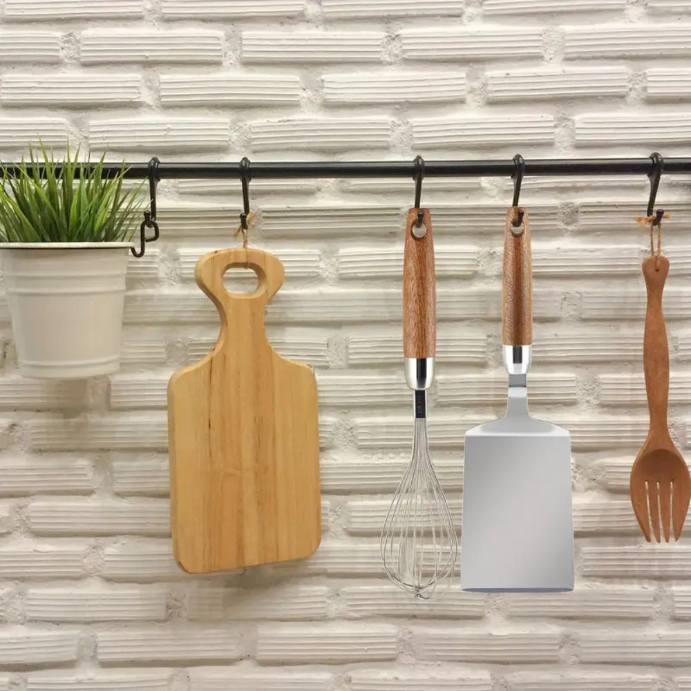 Spatule de cuisine en inox à manche en bois