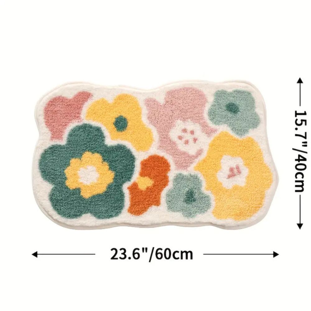 Tapis de bain touffeté absorbant fleuri