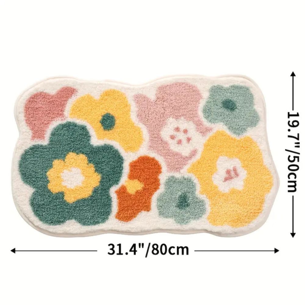 Tapis de bain touffeté absorbant fleuri
