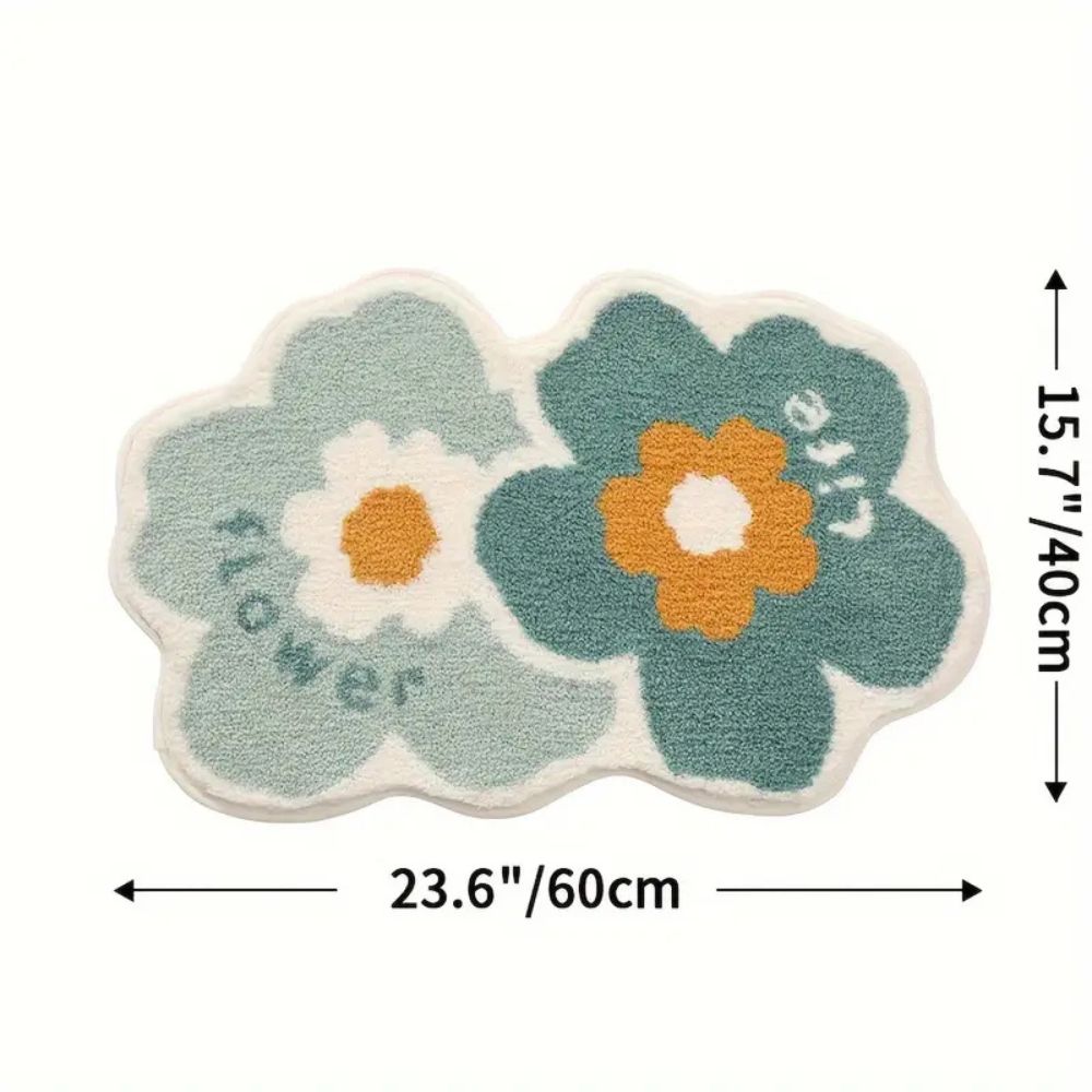 Tapis de bain touffeté absorbant fleuri