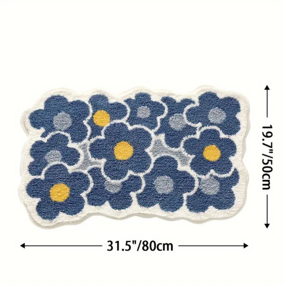 Tapis de bain touffeté absorbant fleuri