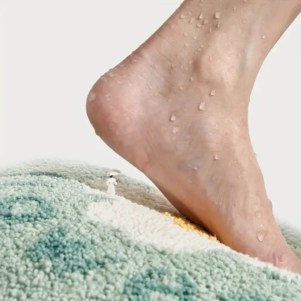 Tapis de bain touffeté absorbant fleuri