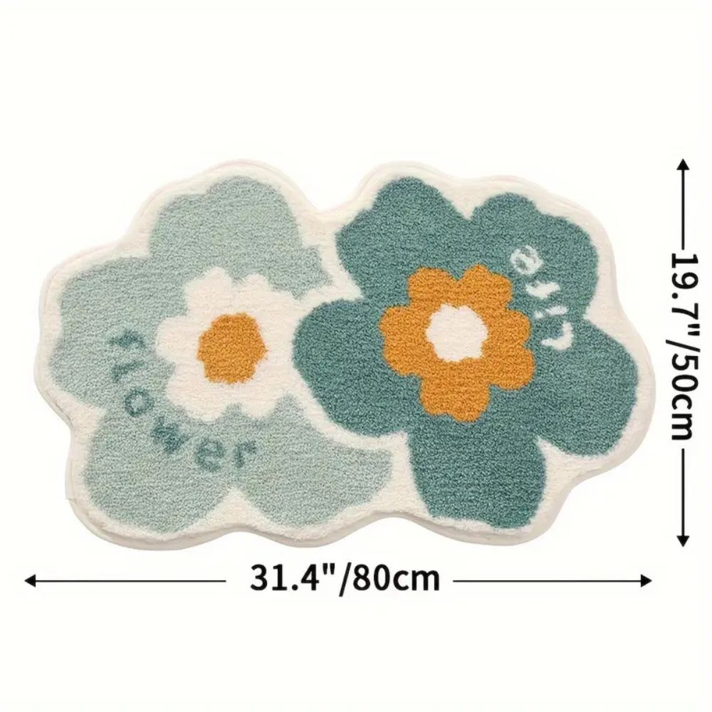 Tapis de bain touffeté absorbant fleuri