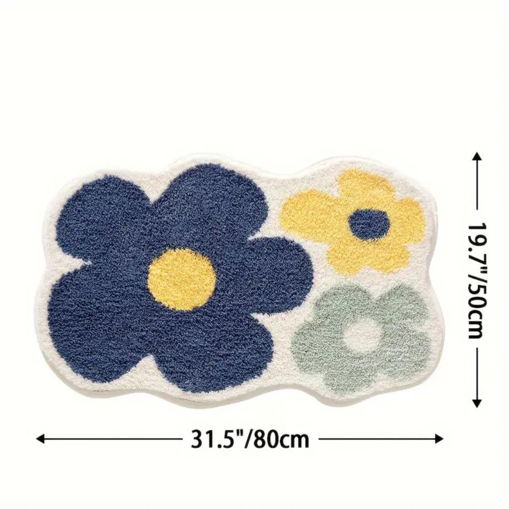 Tapis de bain touffeté absorbant fleuri