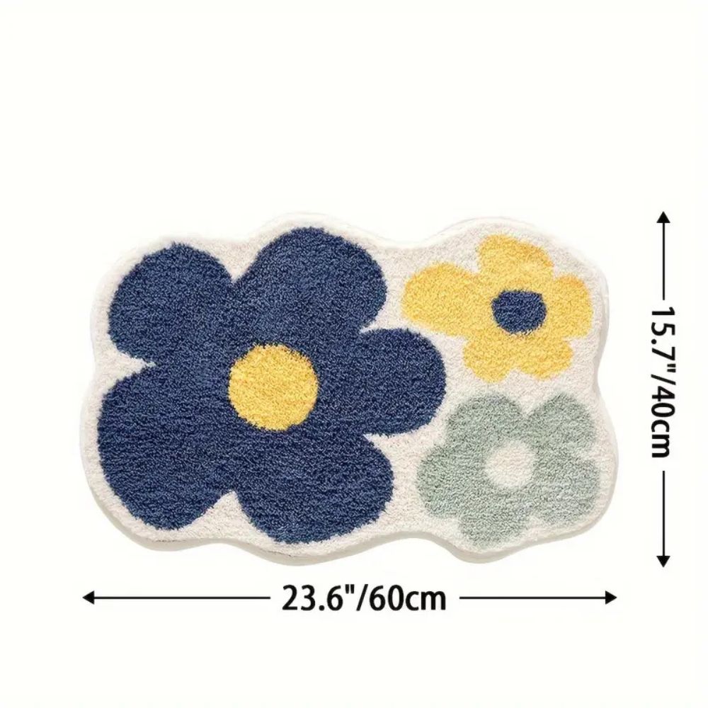 Tapis de bain touffeté absorbant fleuri